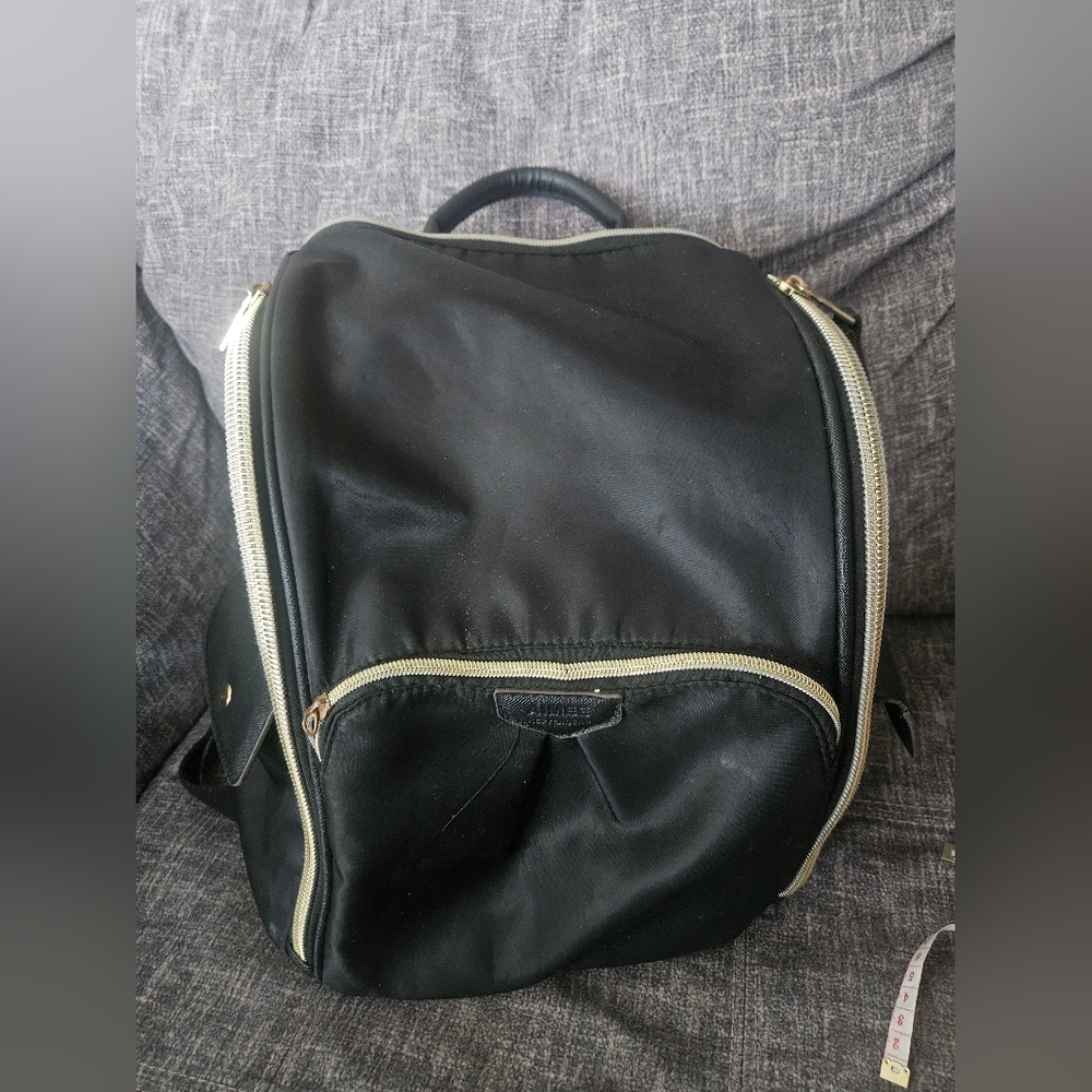 Aimee Kestenberg Baby Backpack Rome Black Nylon Backpack Gold Zipper